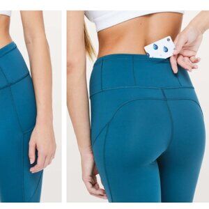 Lululemon Fast & Free 7/8 Tight II Nulux 25" – Carbon Blue | Size 10